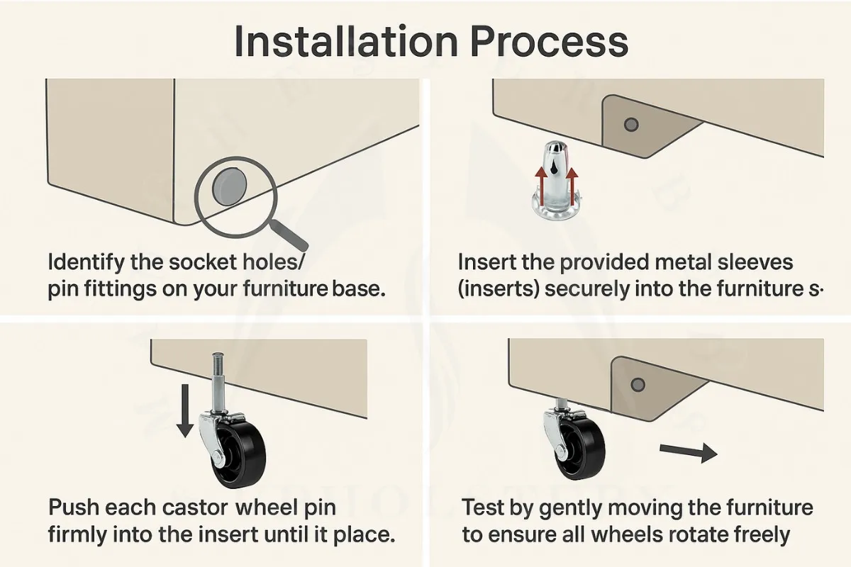 Furniture Castors Wheels (With Inserts)