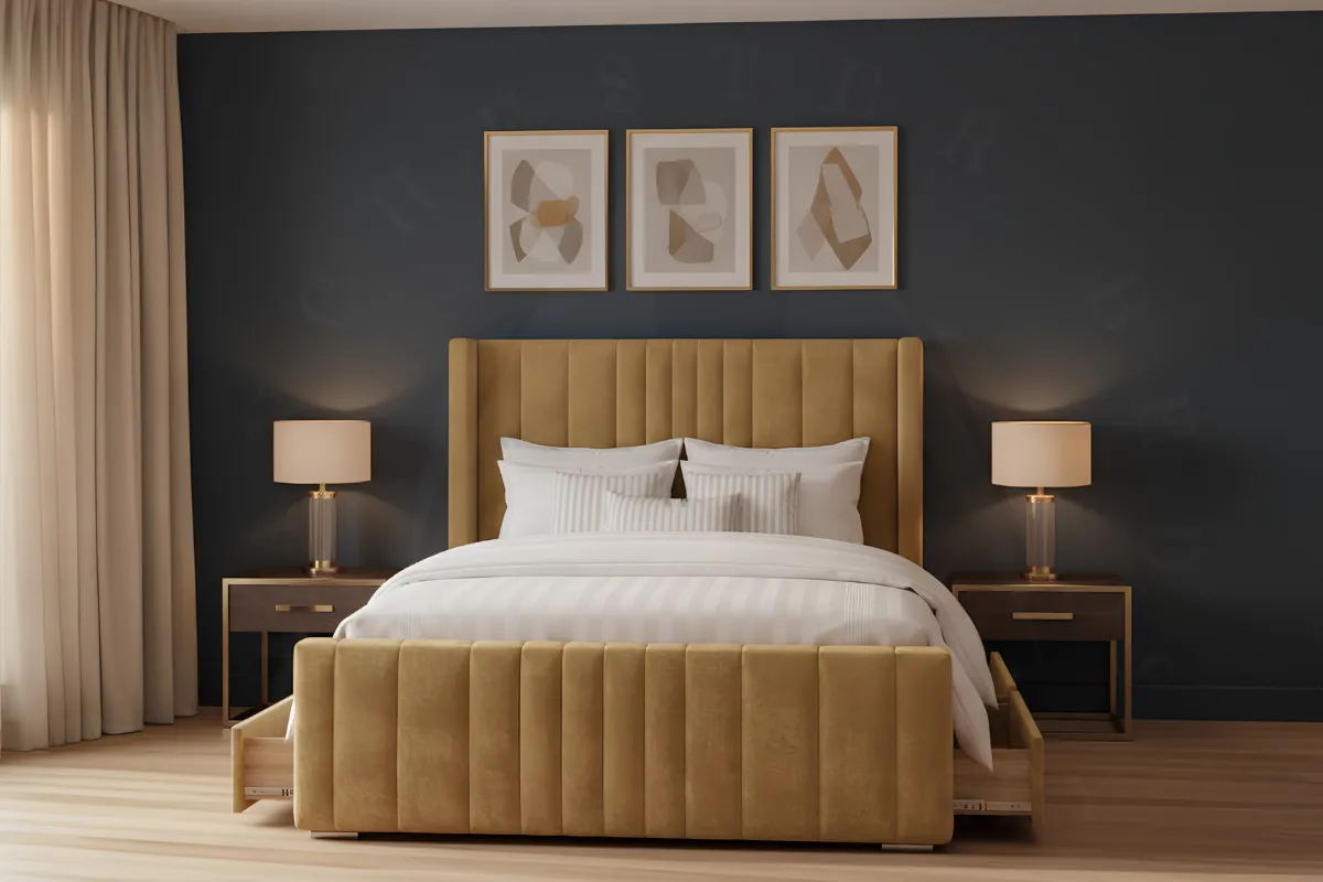 Cloyde Winged Divan Bed – Luxury Upholstered Storage Bed with Wingback Headboard 2