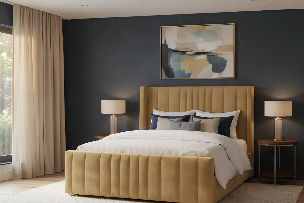 Cloyde Winged Divan Bed – Luxury Upholstered Storage Bed with Wingback Headboard