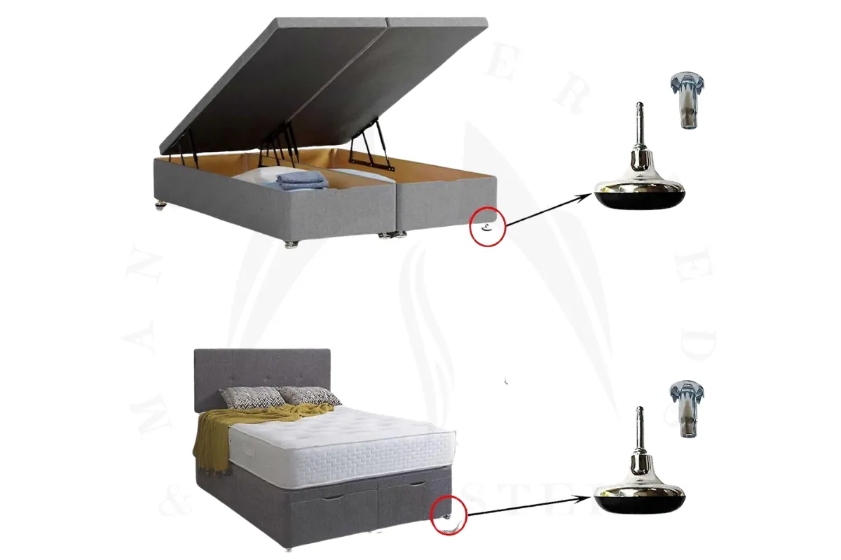 Chrome Bed Feet Leg Glides For Divan Bed