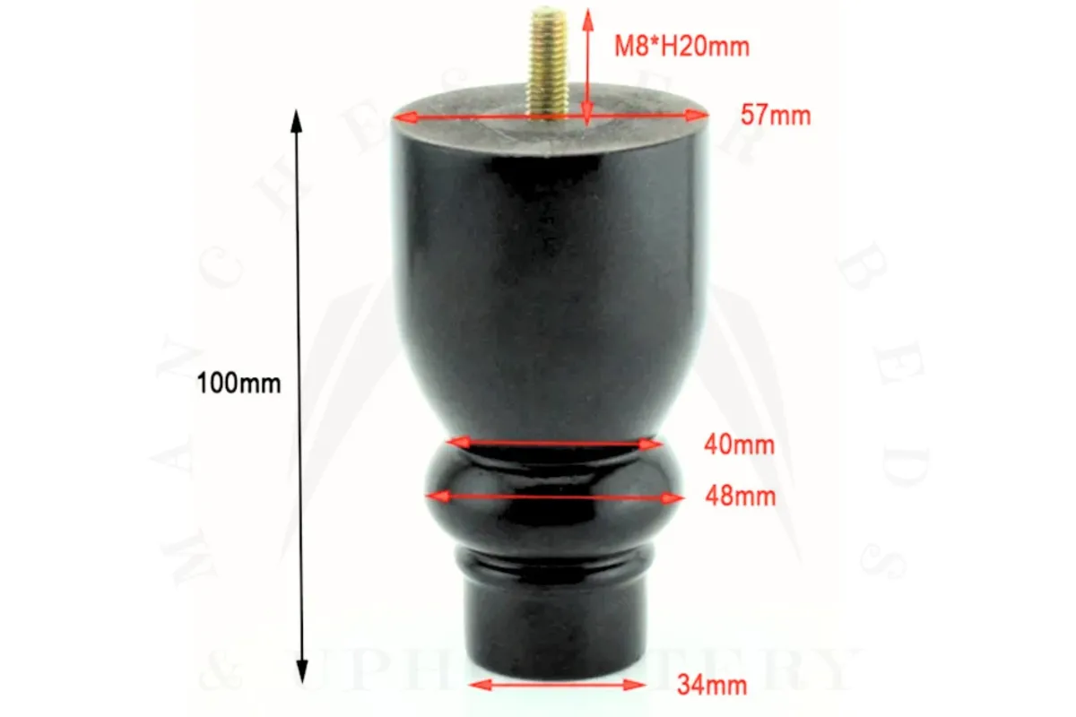 Black Wooden Furniture Legs with M8 Screw Thread – Replacement Sofa, Chair & Ottoman Feet (1–12 Pack)