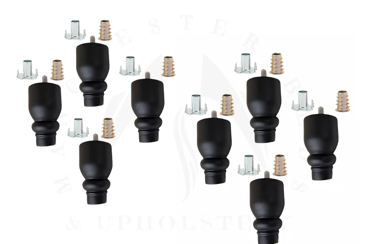 Black Wooden Furniture Legs with M8 Screw Thread – Replacement Sofa, Chair & Ottoman Feet (1–12 Pack)